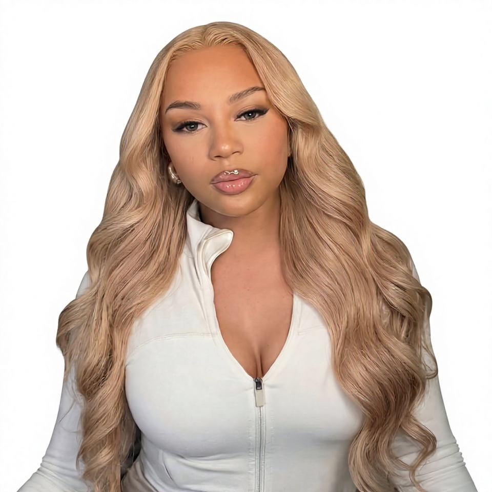 Tea Brown Wavy HD Lace Front Wig – 220% Density Human Hair